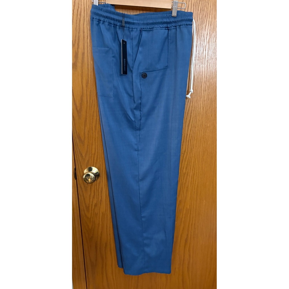 Mens Blue Casual Drawstring Elastic Waist Straight Leg Pants Size XL Athleisure